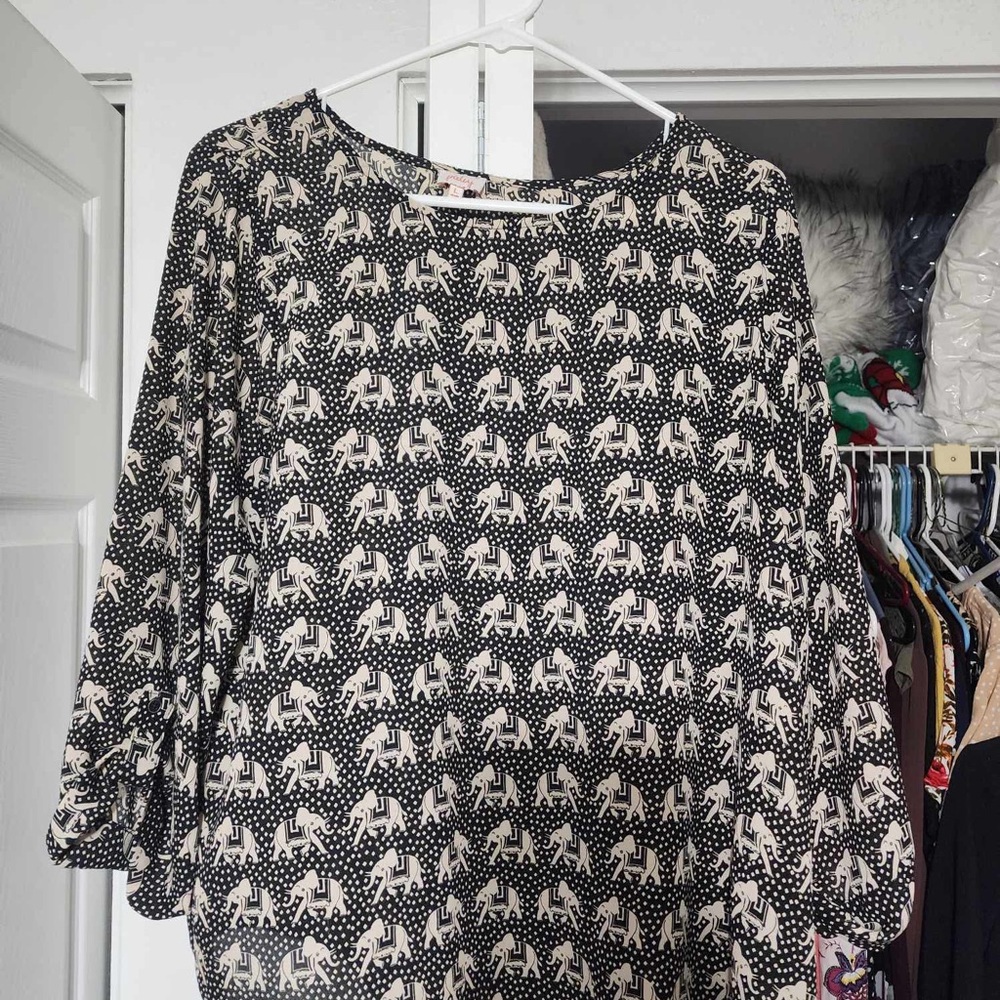 Pixley Black and White Elephant Blouse